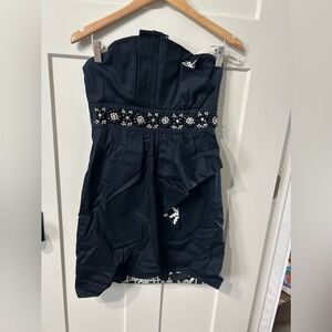 Lilly Pulitzer Crystal Beaded Pleated Strapless Black &White Dress